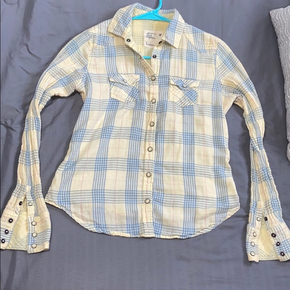 Yellow AE button up
